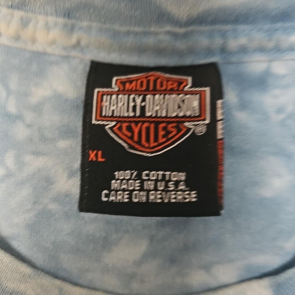 VTG Harley Davidson T Shirt Blue‎ Aloha AOP Chick's Albuquerque USA Made XL RARE - Picture 5 of 9